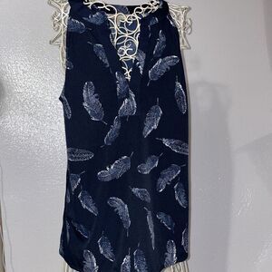 Womans Banana Republic Leaf Print Black 100% Polyester M